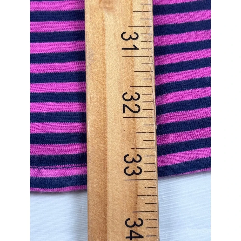 Ralph Lauren Girls XL 16 Pink Navy Striped Long Sleeve Cotton Jersey Dress Pony